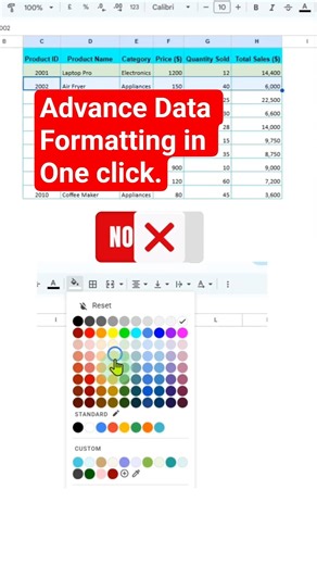 Data Formatting in one click.#googlesheets #excel #office