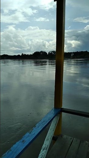 Pemandangan di pinggir Sungai Kapuas dari pelabuhan Desa Manusup