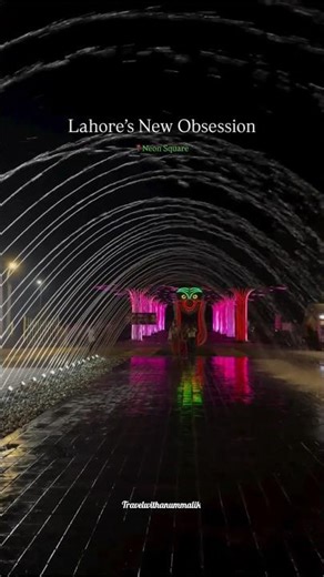 Neon Square Lahore🌃✨ #neonlights #lahore #travel #streetfood #shorts