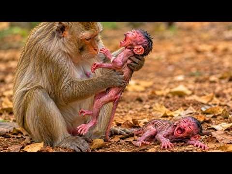 🔴LIVE: 💖 Newborn Baby Monkey Finds Warmth and Safety in Mom’s Arms 🐵🥰