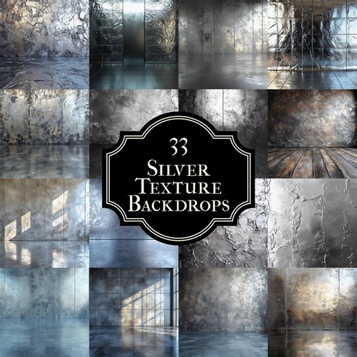 33 Silver Texture Backdrops - Perfect for Product & Portrait Photography, Photoshop Composites, Master Overlays, Elegant Silver Backgrounds - Etsy