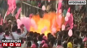 Hydrogen balloon blast injures 6 at K.T.Rama Rao's rally in Hyderabad