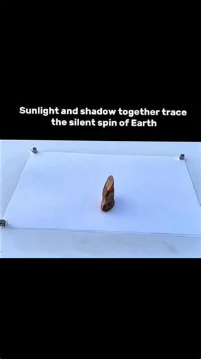sci || tech || history on Instagram: "“Every moving shadow on Earth is a quiet signature of our planet’s rotation. Even a tiny rock can reveal this motion: as sunlight shifts, its shadow sweeps across the ground, mapping the steady spin happening beneath our feet. At higher latitudes, the effect becomes even more noticeable, with the Sun’s path stretching longer across the sky. In just minutes, a simple shadow trace becomes a visual record of Earth turning at hundreds of miles per hour. It’s a r