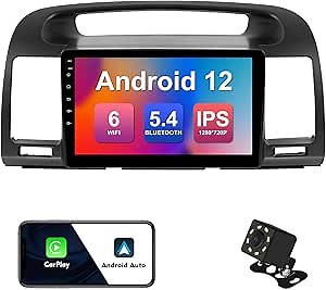 2+32G 9-inch Android 12 Car Stereo for Toyota Camry 2000-2006 IPS Touchscreen Screen Car Radio with WiFi 6 Carplay & Android Auto Support Backup Camera GPS FM Navi Bluetooth 5.4 SWC