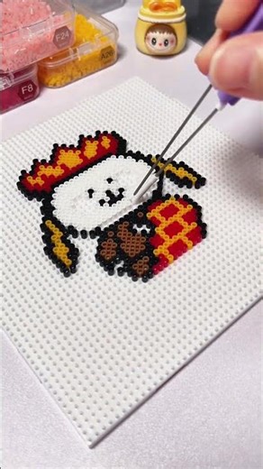 🎁 Adorable Crowned Animal Perler Bead Tutorial #handmade #fun PerlerBeads #DIY #craftingfun