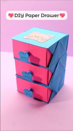 DIY Mini Paper Drawer / Cute Paper Craft / Origami Desk Organizer / How to Make Stationery Storage