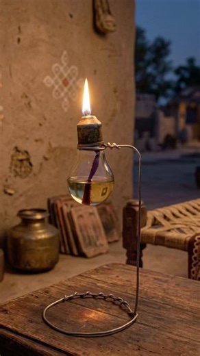 Old bulb Oil Lamp #reuse #sustainability #diy #youtubeshorts #ecofriendly #art #jugaad #hacks #90s
