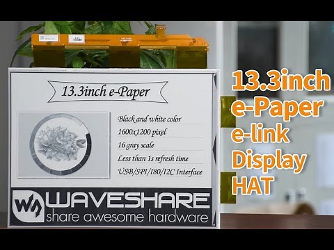 Waveshare 13.3inch e-Paper e-Ink Display HAT For Raspberry Pi, 1600×1200, 16 Grey Scales