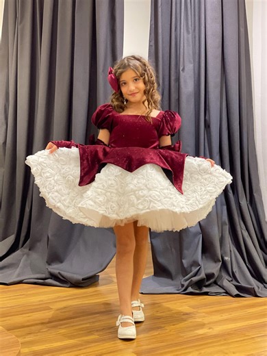 Handmade Burgundy Velvet Rosette Tutu Dress – Holiday Outfit - Etsy