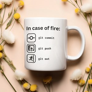 Unique Programmer Present, Coding Mug, Fun Office Gift, in Case of Fire: Git Commit Mug, Programmer Gifts, Computer Science Gift - Etsy UK