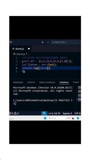 Javascript trick #3 to flatten multidimensional array using one method