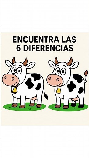 🔍 Reto visual: ¿Puedes encontrar las 5 diferencias en menos de 1 minuto? 🐄👀