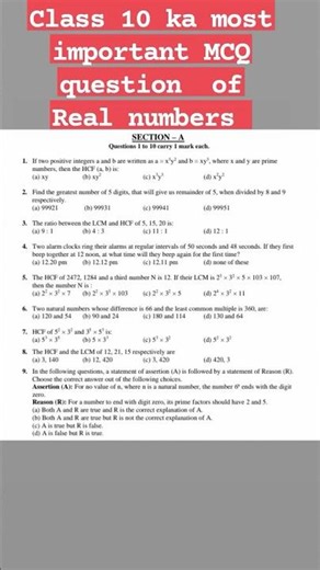 class 10 ka most important and repeated questions of ( REAL NUMBER)