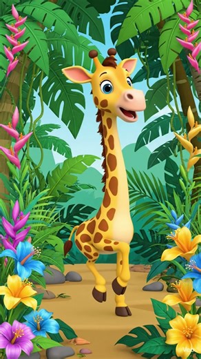 Cute Dancing Giraffe! 🦒💃 | Fun Jungle Rhymes & Animation #hathibabu #cuteanimals #funnyanimals