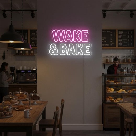 Wake & Bake Neon Sign, Bakery Wall Decor, Funny Kitchen LED Light, Coffee Shop Art - Etsy