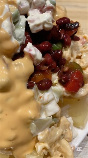 Mixed fruit and veggies salad morning brunch