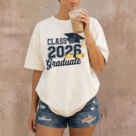 Class Of 2026 Graduation Shirt, Senior Graduation Tee Or Cozy Sweatshirt, Grad Cap Diploma Graphic, High School College Graduate Gift