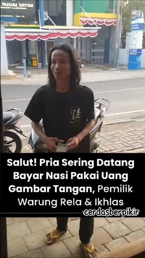 membeli nasi pakai uang yang digambar dengan tangan