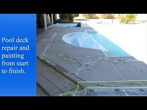 Repairs and painting concrete pool deck.