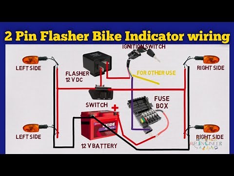 Bike Indicator wiring diagram | 2 pin flasher bike Indicator wiring