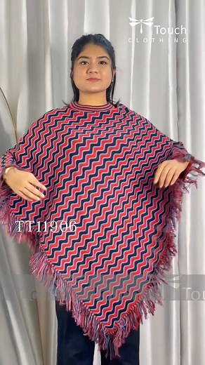 39K views · 95 reactions | Wave Knit Fringe Poncho-TT11906 Bust: Free Size Up to 40 Sleeve: Adjustable #style #poncho #winter #outfitofthedayideas #ttouchclothing | TTouch Clothing | Facebook