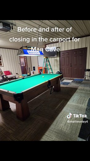 DIY Man Cave Construction with Pool Table Transformation