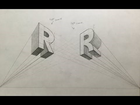 How to draw a letter "R" in two point perspective
