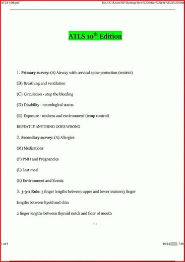 Atls 10Th Edition Actual Questions And Verified Answers 100update video