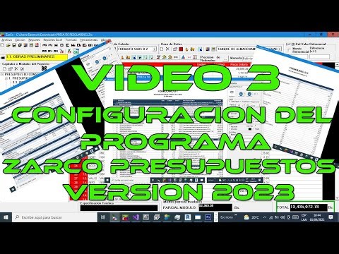 VIDEO 3 ZarCo Presupuestos Configuración del programa