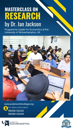 Unveiling the Depths of Research Excellence: Podar World College, Mumbai had the privilege of hosting a transformative Masterclass on Research with Dr. Ian Jackson from the University of Wolverhampton, UK. Students pursuing a BA (Honours) in Business Management from the University of Wolverhampton, had the opportunity to delve into Literature Review, Data Analysis, and more over two enriching days at the Juhu Campus. . . #IndustryAcademiaInterface #PodarWorldCollegeSuccess #PodarWorldCollege #un