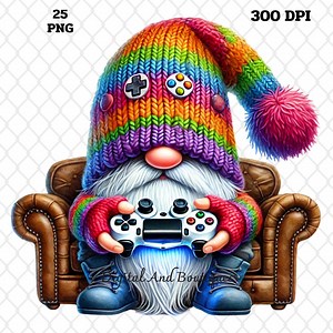 Gamer Gnome Clipart: Watercolor Gaming PNG Graphics (digital Download) - Etsy