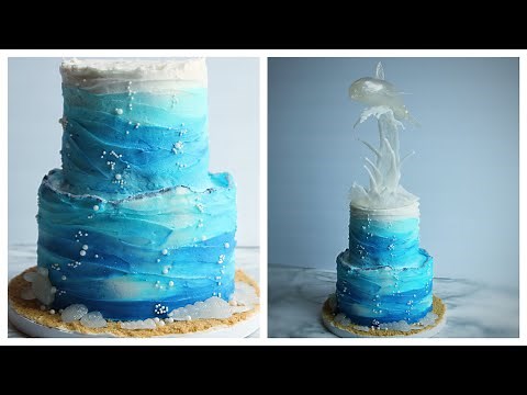 Wavy buttercream - Ocean themed cake tutorial