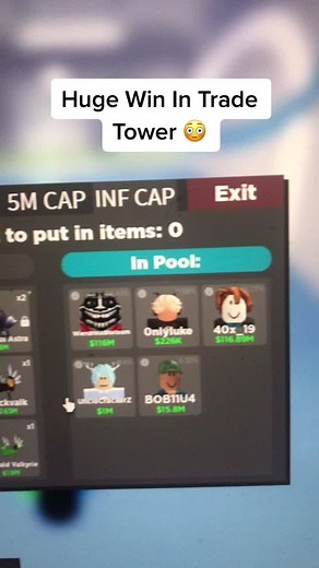 The game is Trade Tower - Roblox. It’s an awesome game and im gonna make some yt vids on it