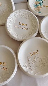 Ocean Waves Personalized Ring Dish, Custom Ring Holder, Embossed Waves Engagement Gift, Wedding Gift, Clay Ring Dish, Initials, Dates, Names - Etsy