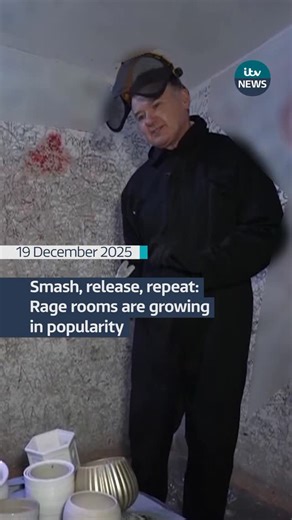ITV News on Instagram: "The activity that has become all the rage. Rage rooms have been labelled as an adult playground where people can safely bring their frustrations and destroy objects using tools like hammers and bats.#itvnews #news"