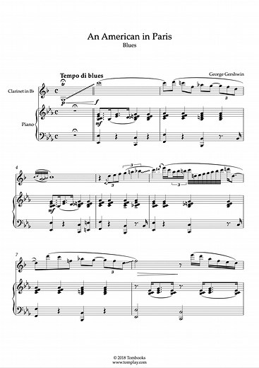 An American in Paris – Blues (Gershwin) - Clarinet Sheet Music