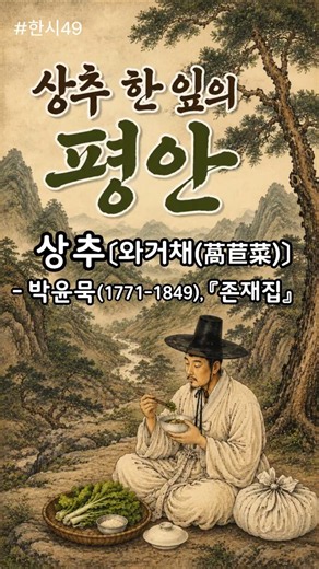 #한시49 "상추(와거채), 박윤묵" #상추 #박윤묵 #존재집 #존재박윤묵 #한시 #한시감상 #상추쌈 #와거채 #조선선비 #조선후기 #시간의서재 #koreanfolkart