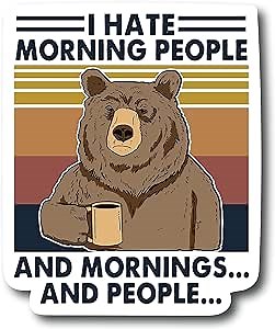 STICKY DUDE | I Hate Morning People and Mornings and People 5 Inch 2 Printed | Lunch Box Yeti Cup Vinyl Cooler Box Sticker Decal Car Laptop Wall Window Bumper Sticker