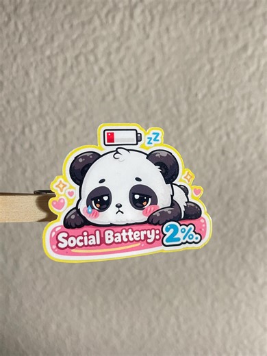 Social Battery 2% Panda Sticker – Introvert Mood Funny Vinyl Decal - Etsy