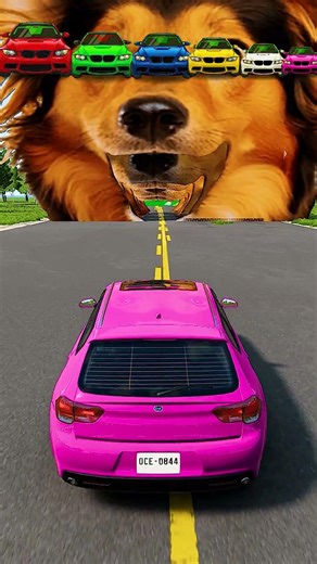 Four Trucks Transporting cars with Flatbed Trailers Cars vs Speedbump vs Train vs Pothole #000