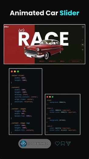 ANIMATED CAR SLIDER✨ #HTML | #CSS | #JS #webdevelopment