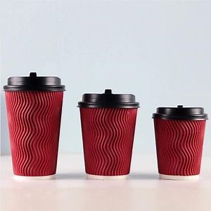 [Hot Item] Disposable Double Wall Paper Cup Takeout Coffee Cup with Lids