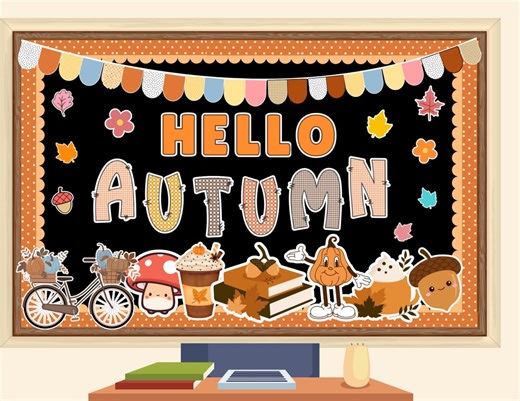 Fall Bulletin Board Kit | Cutesy Fall Autumn Decor | Bulletin Board Kit | Autumn Bulletin Board I Fall Classroom Bulletin Board Display - Etsy