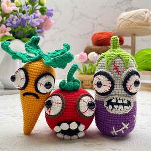 Zombie Vegetable Crochet Pattern PDF Amigurumi Halloween Plush DIY Undead Veggies Soft Toy Set Creepy Cute Food Decor Digital Download Guide - Etsy