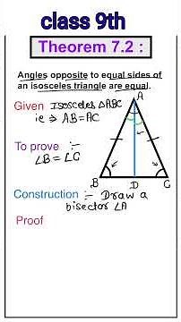 "Angle Opposite to Equal Sides are Equal | Class 9 |Theorem 7.2 | Chapter 7| traingles