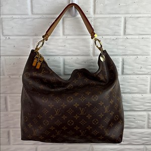 LOUIS VUITTON SULLY HOBO BAG BROWN MONOGRAM CANVAS AUTHENTIC W FLAW