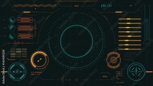 Futuristic user interface with HUD and infographic elements. Virtual technology background. Head-up display template for business, games, motion design, web and app. Stock Video