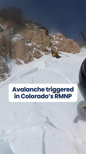 Colorado | Best Travel, News & Views on Instagram: "Holy sh*t 🫣 An avalanche occurred yesterday in Haiyaha Couloir in Rocky Mountain National Park when a group of three riders reported ski-cutting the upper chute, which ended up triggering a wind slab avalanche. One of the riders then entered the untouched lower slope, which fractured above him with an 8–14 inch crown. The rider was caught, carried, and briefly buried in the avalanche before dislocating his shoulder while grabbing onto a tree. 