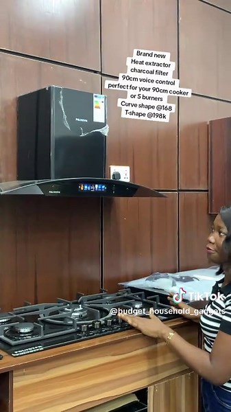 Brand new Heat extractor charcoal filter 90cm voice control perfect for your 90cm cooker or 5 burners Curve shape @168k T-shape @198 To order kindly send a DM or Whatsapp 08130663504 or visit our store at no.5 Umezinne street Alaba international market lagos Nationwide delivery within lagos 24-48 hours outside lagos is 3-5days