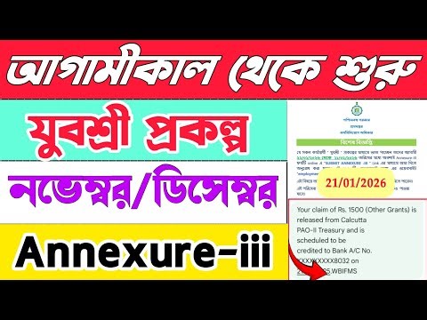 যুবশ্রী প্রকল্পের ২ মাসের টাকার আপডেট | Annexure-iii 2026| employment bank |yuvashree taka kobe pabo